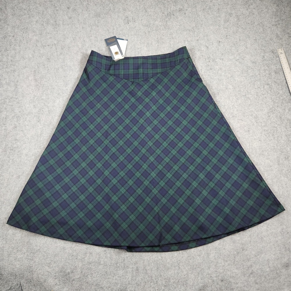 Pendleton AirLoom Merino Twill Skirt Women 14P Green Blue Plaid A-Line Wool VTG